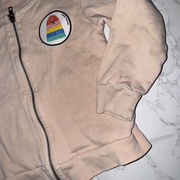 Bobo Choses Girls Pink Full Zip Graphic Top Long Sleeve 4-5 Petite Monster Spain - Picture 3 of 6